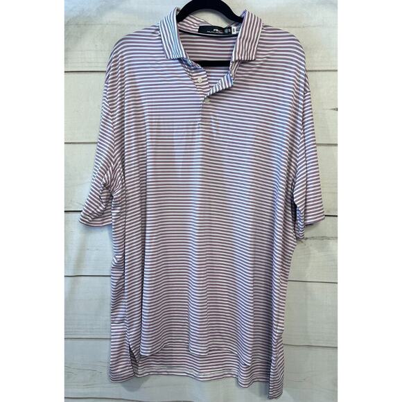 RLX Men's Performance Polo Size 2XL Pink and White Stripes - Picture 1 of 6